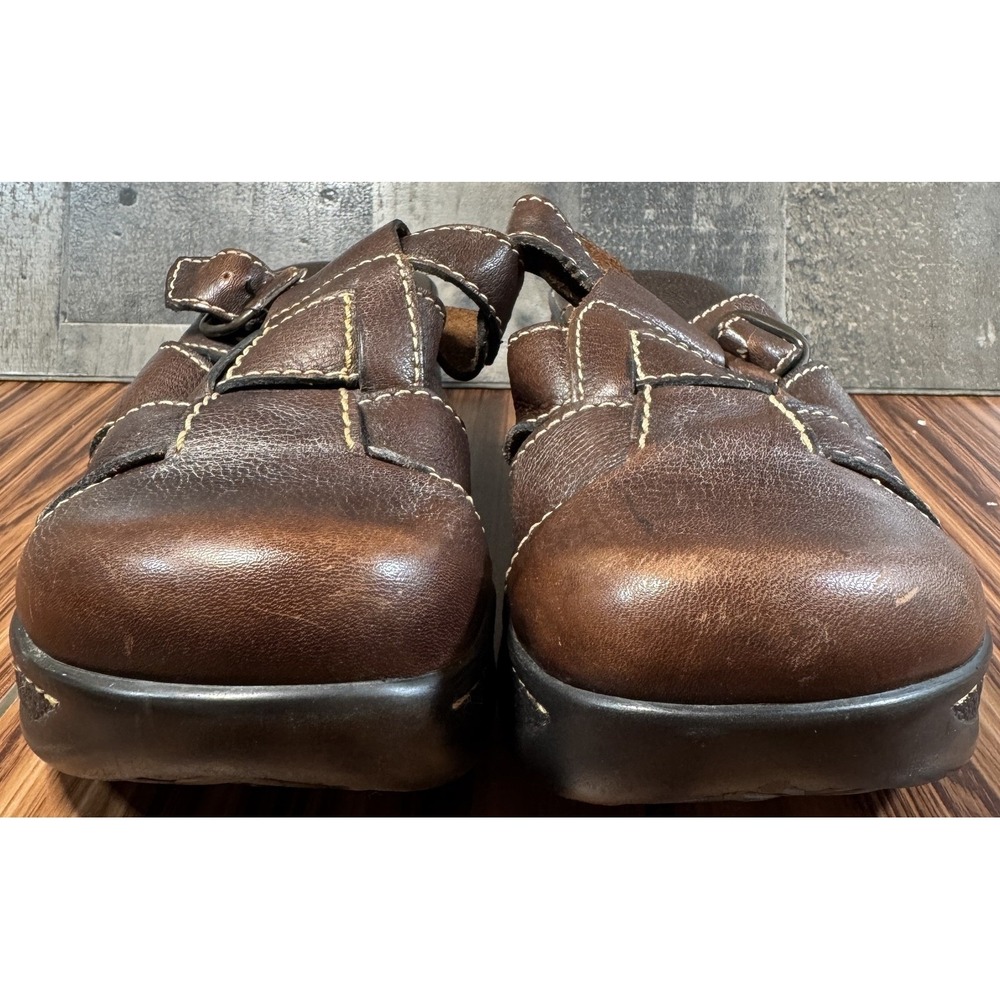 MIA Womens‎ 8.5 Brown Leather Fisherman Clog Sandals Wedge Platform Brazil - Picture 2 of 11